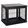 PawHut Modern Wooden Dog Crate Furniture Double Door for Small Dogs Stylish Black