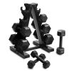 CAP Barbell 100 lb Cast Iron Hex Dumbbell Weight Set With Storage Rack, Black, Strength Training Free Weights