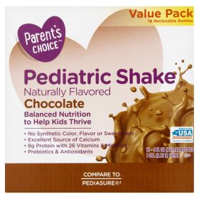 Pediatric Nutritional Shake – Chocolate Flavor, 8 oz Bottles (16 Count), With Protein, Vitamins & Minerals, Gluten-Free