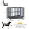PawHut Heavy Duty Dog Cage 42 Metal Kennel with Wheels Double Door Removable Tray Gray