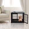 PawHut Modern Wooden Dog Crate Furniture Double Door for Small Dogs Stylish Black